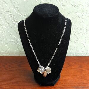 🌻Aldo Silver Tone Chain Adjustable Multi-Bead Pendant Necklace